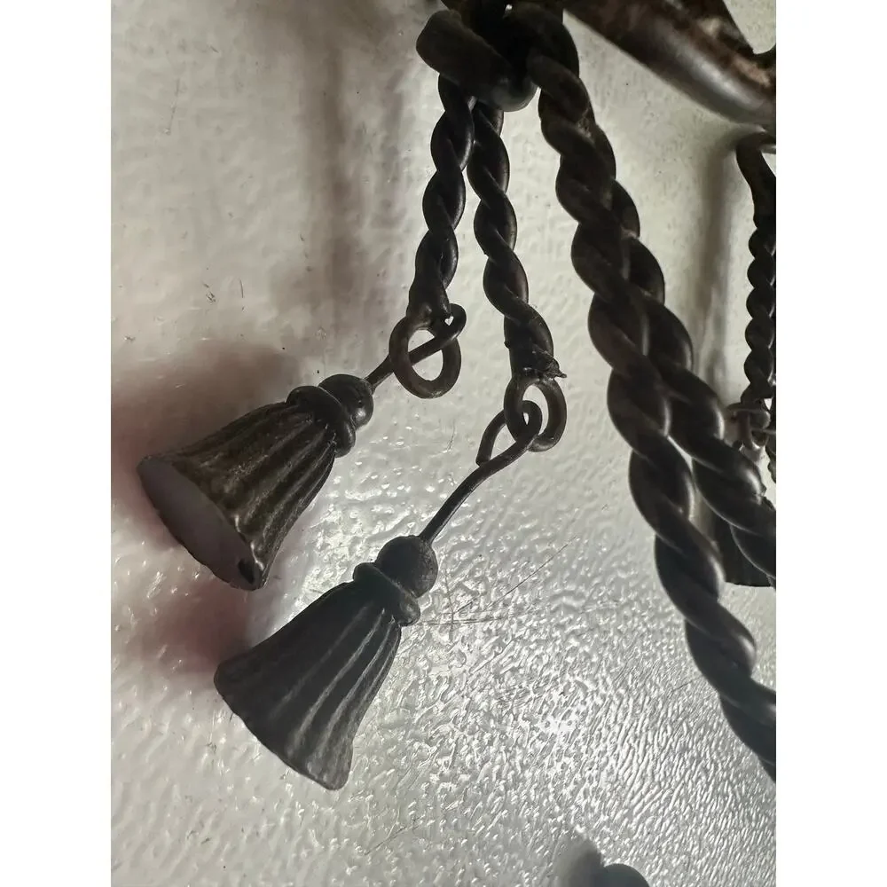 Wall Hook metal tassels hanging vintage style ornate decor hallway 10x6”